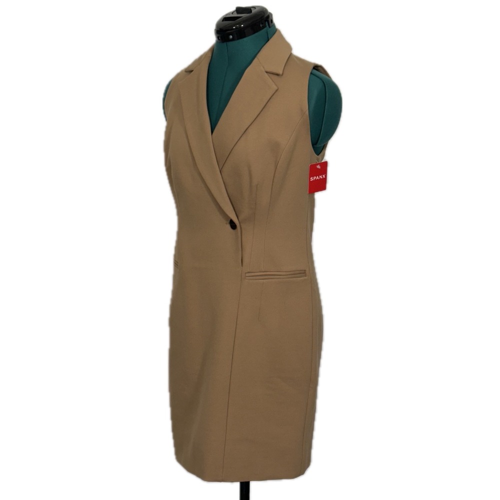 Spanx Perfect Ponte Vest Mini Dress XS Toffee Tan Sleeveless Professional 20897R